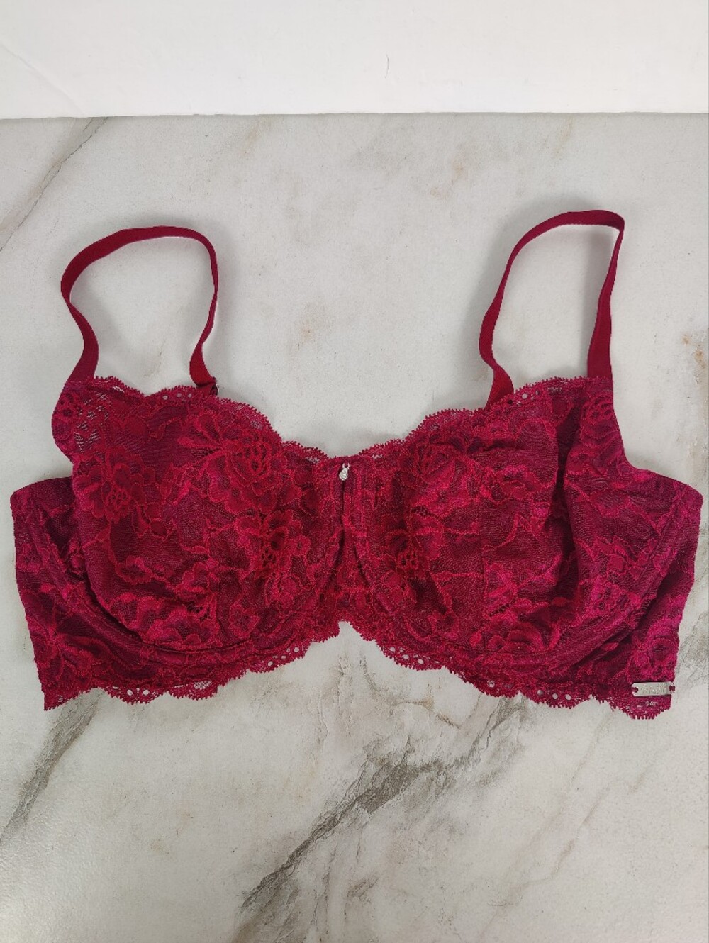 Montelle Red Lace Unlined Underwire Bra, Sz 34E